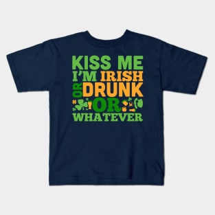 Kiss me i m drunk or irish or whatever (green) Kids T-Shirt